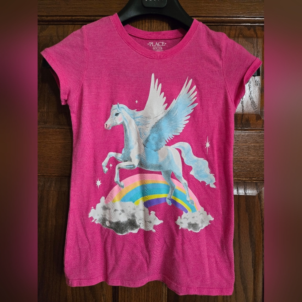 The Children's Place Pink Pegasus Graphic Tee Size 7/8